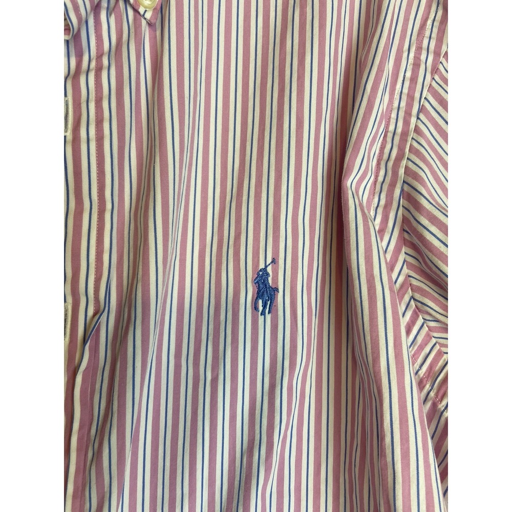 Ralph Lauren Mens 16x34 Custom Button Down Shirt L/S Pink/white/Blue Stripe - Picture 3 of 9